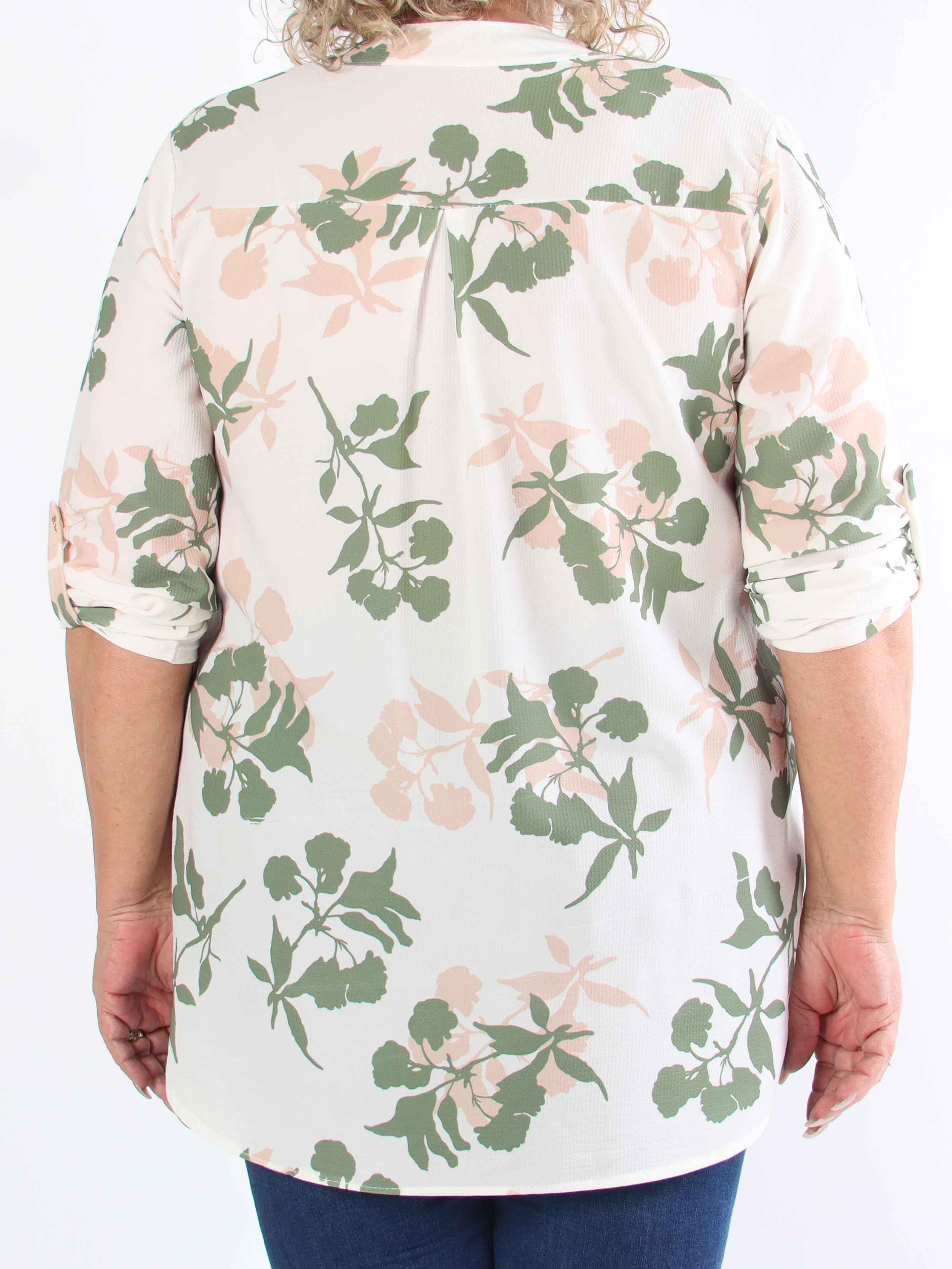 Vanesa Leaf - Lätt plus size-tunika i viskos med bladmotiv